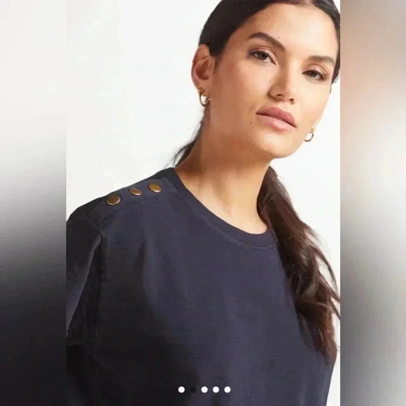 Nation LTD Terrin Grey Blue Tee with Gold Snaps Size L - Picture 4 of 16